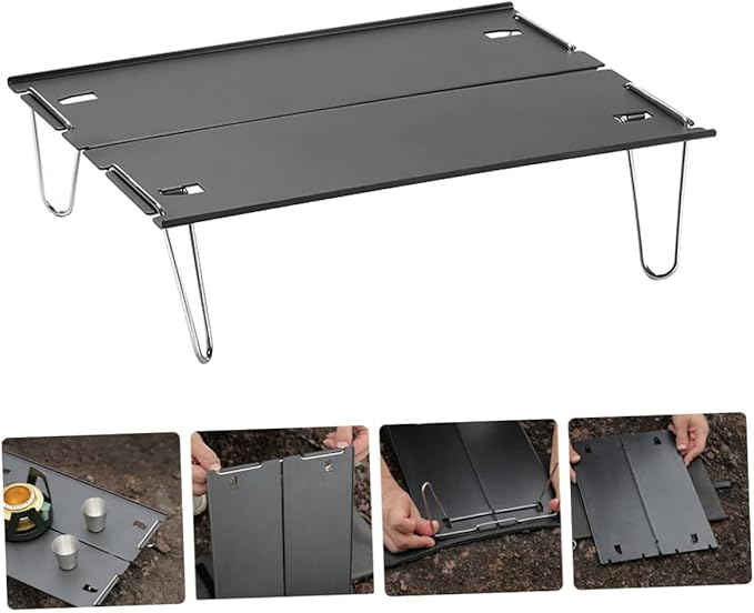 VICASKY 1set Portable Folding Camping Table Lightweight Alloy Desk Legs for Easy Storage for Picnics Beach Hiking and Outdoor Gatherings Black