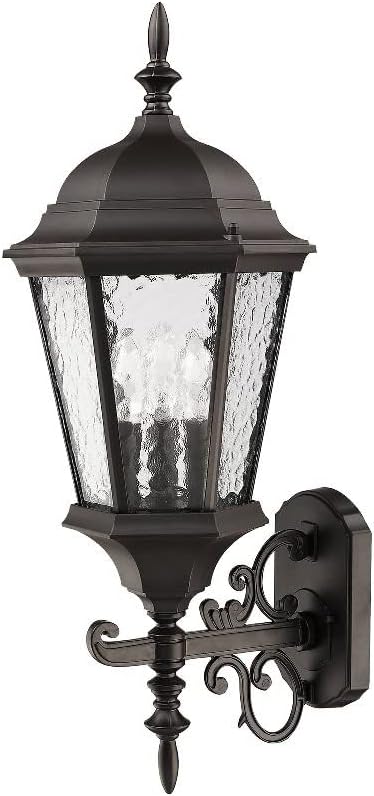 Livex Lighting 7561-14 Outdoor Wall Lantern with Clear Beveled Glass Shades 23.5 x 9.5 Black