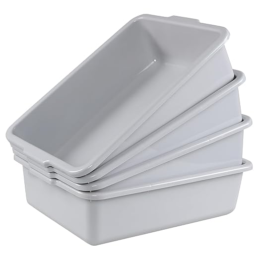 25 L Plastic Commercial Bus Tubs Restaurant Bus Boxes Gray 4 Packs