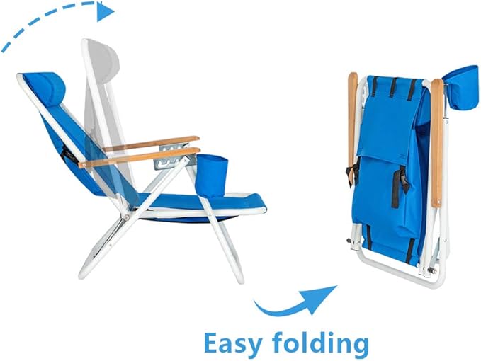DUPOINT Portable Backpack Beach Chair Patio Folding Lightweight Camping Chairs Outdoor Garden Park Pool Side Lounge Chair with Cup Holder