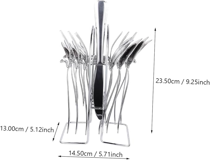 PRETYZOOM 24-Piece Stainless Steel Cutlery Set Compact Tableware Forks and Spoons Dishwasher Safe for Home and Outdoor Dining