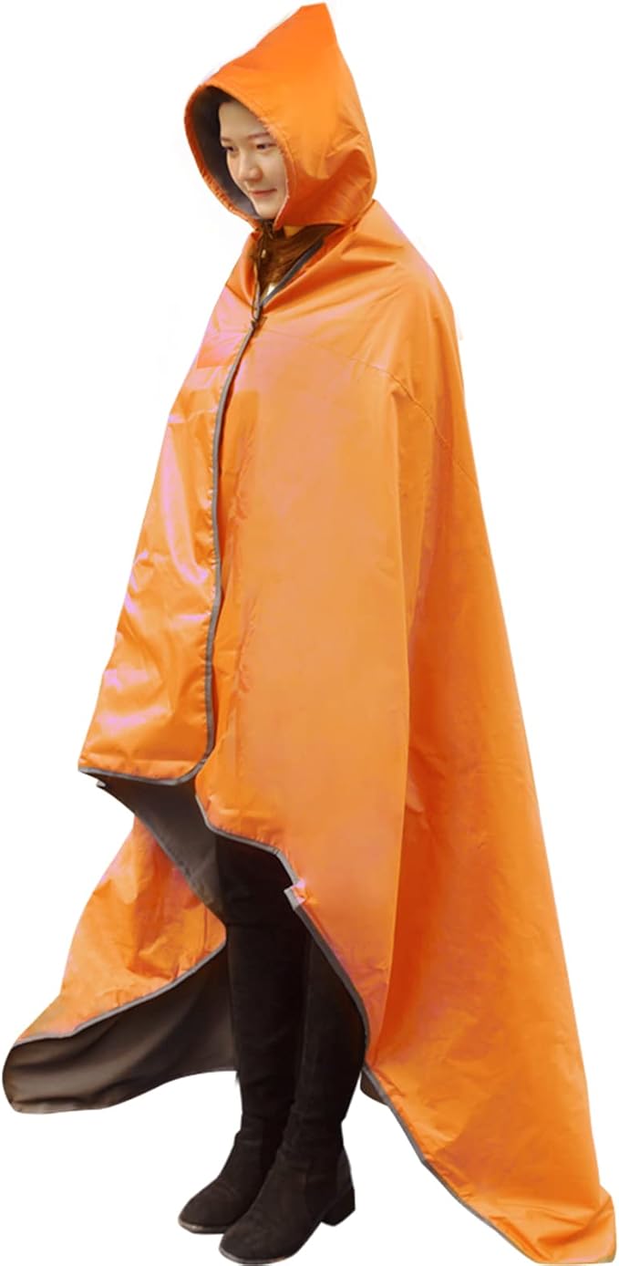 DUKUSEEK Hooded Outdoor Blanket Extra Large (79 x 56) Waterproof Camping Blanket Quilted Fleece Warm Windproof Sand Proof Portable and Wear-Resistant for Sports Picnic Hiking Travel…