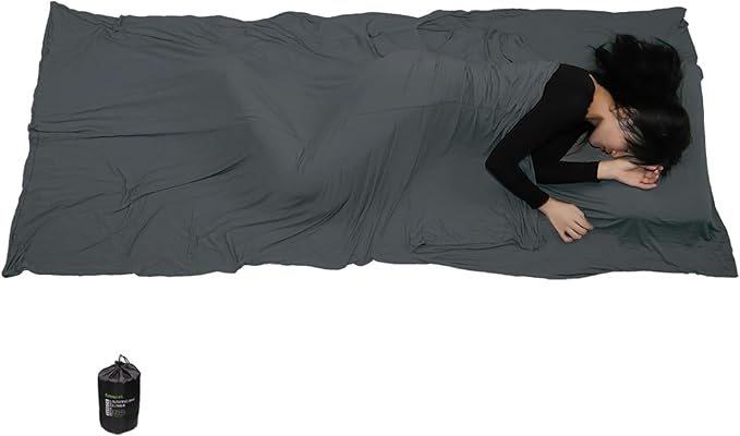 Travel Sheets for Hotel Rayon Derived from Bamboo Stretchy Sleep Sack for Adults Warm Weather/Summer Sleeping Bag Liner for Camping and Travel Rectangular with Pillow Pocket Mummy Cooling Sheets