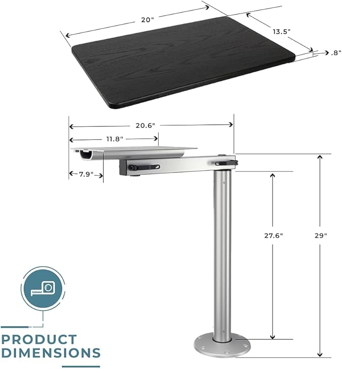 Manufacturers' Select ITC RV Side Table with MOD with Cypress Floor Mount Table Leg System (Black Shiplap Table Top w/Silver MOD with Cypress Table Leg)