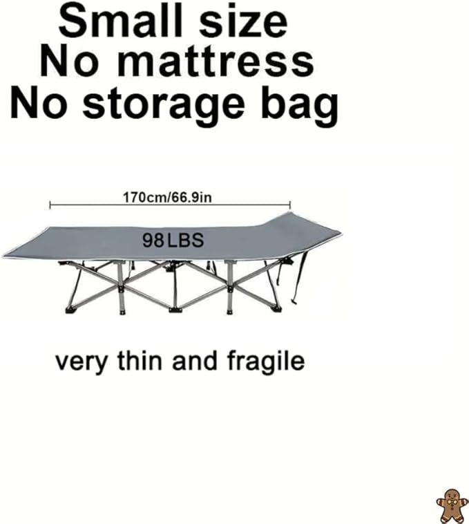 560-760 pounds Portable Folding Camping Bed (with Mattress) - Can be Used as a Recliner - Breathable Fabric Thick Steel Frame (No Mattress Small)
