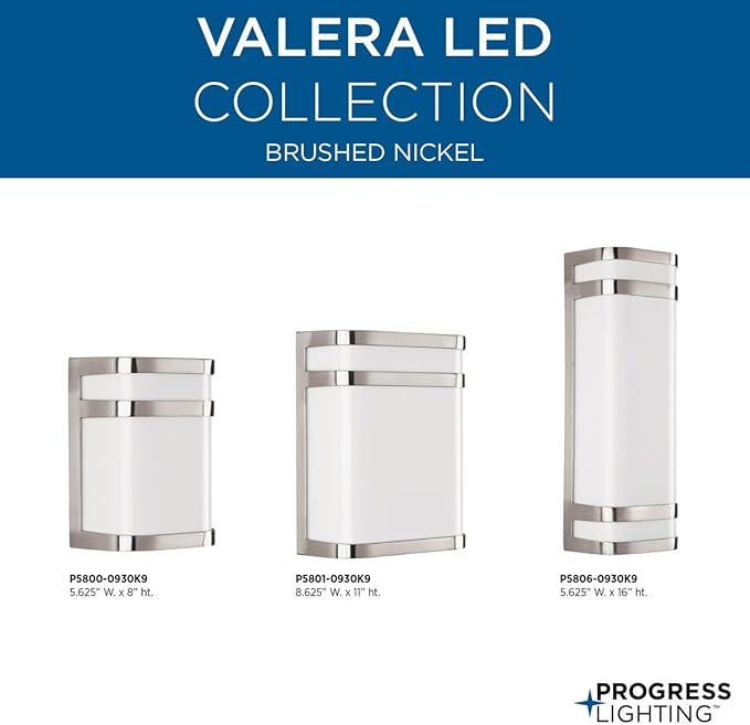Progress Lighting Valera LED Collection 1-Light Matte White Acrylic Shade Modern Outdoor Small Wall Lantern Light Brushed Nickel