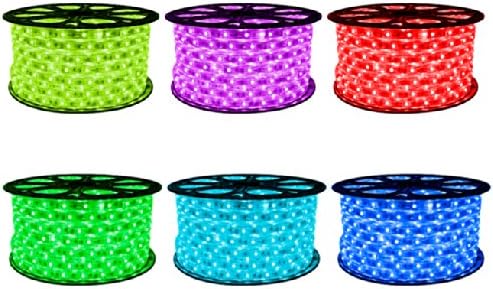 CBconcept® 165 Feet RGB Color Changing 120 Volt High Output LED SMD5050 Flexible Flat LED Strip Rope Light - Commercial Grade Indoor Outdoor use Ready to Plug n Shine