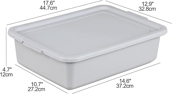 12-pack 13 L Bus Box with Lid Restaurant Bus Tubs/Plastic Dish Tub Light Gray