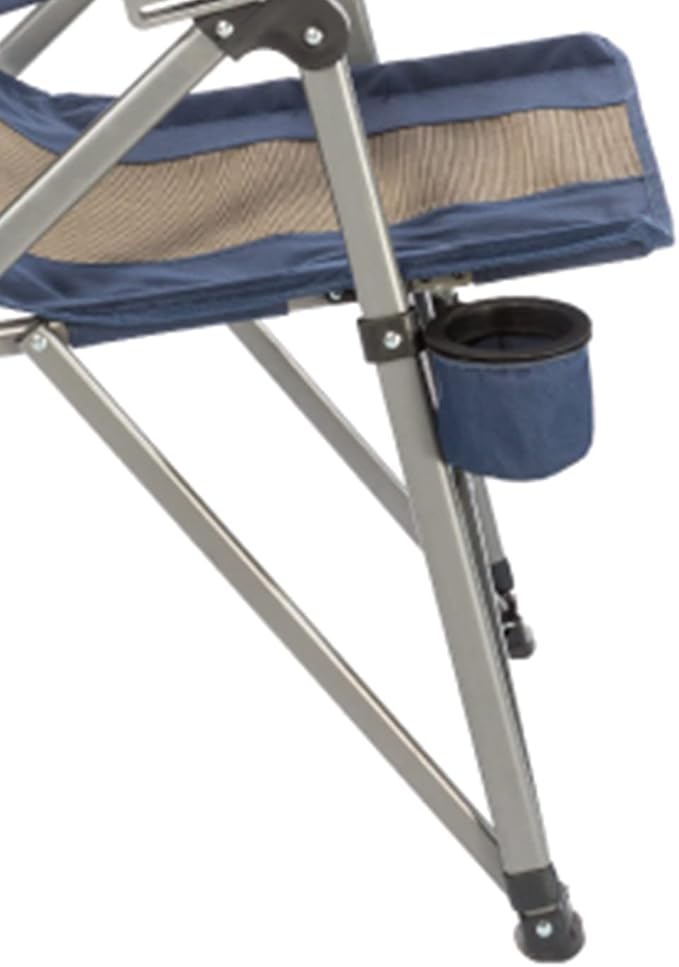 Kamp-Rite 3 Position Hard/Arm Reclining Chair with Cup Holder Blue/Tan