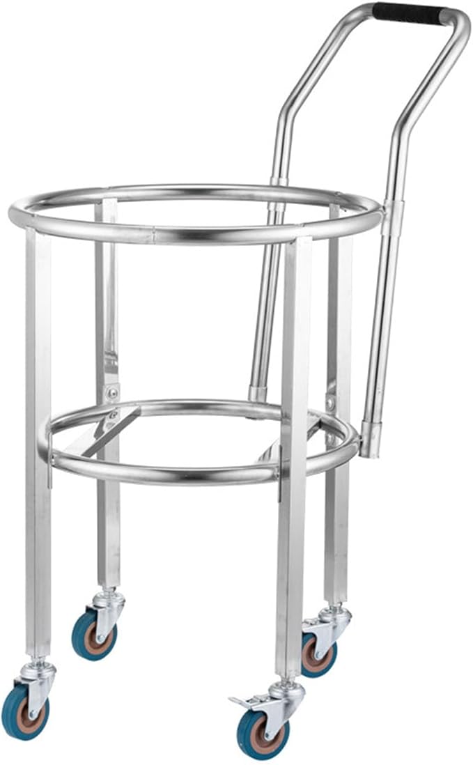 Stainless Steel Soup Bucket Rack with Handle Commercial Stock Pot Stand Mobile Gas Bottle BaseHeavy Duty Drum DollyTrash Can Roller Base with WheelsMultifunctional Mover Carrier Barrel Frame