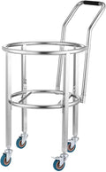 Stainless Steel Soup Bucket Rack with Handle Commercial Stock Pot Stand Mobile Gas Bottle BaseHeavy Duty Drum DollyTrash Can Roller Base with WheelsMultifunctional Mover Carrier Barrel Frame