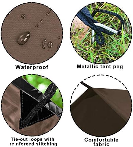 KALINCO Waterproof Camping Tarp Tent Hammock Rain Fly 10X10FT/10X15FT Mutifunctional Tent Footprint Lightweight Tarp for Camping Hiking and Survival Shelter