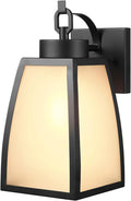 GLOBE Electric 60000166 1-Light Outdoor Wall Sconce Matte Black Frosted Glass