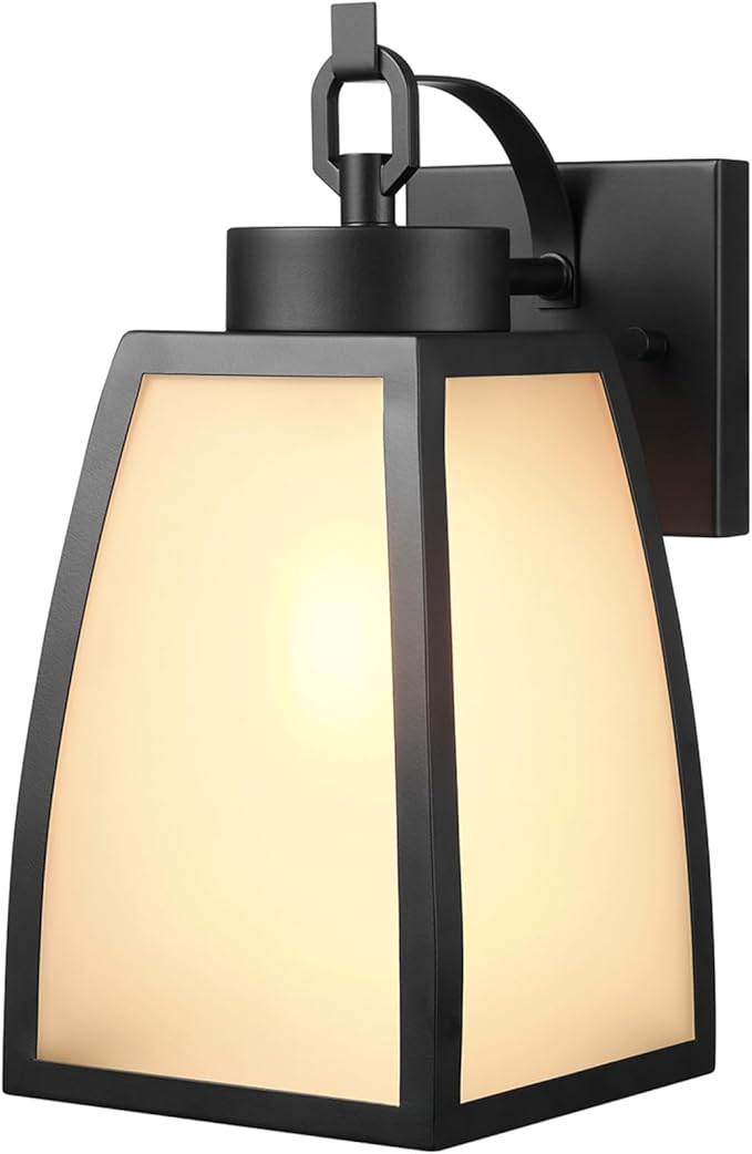 GLOBE Electric 60000166 1-Light Outdoor Wall Sconce Matte Black Frosted Glass