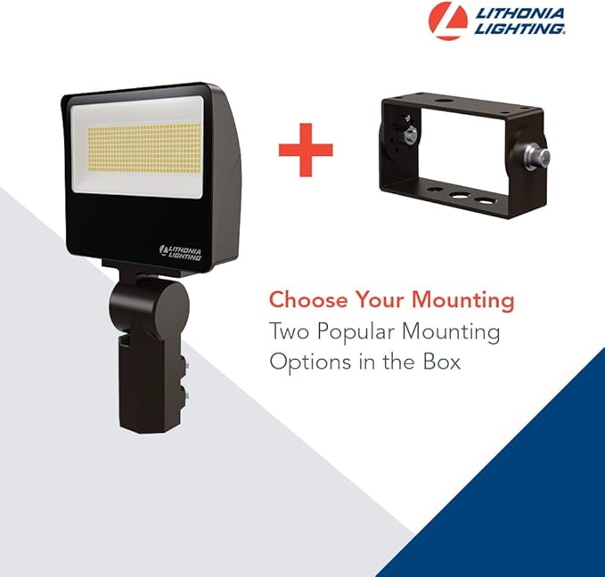 Lithonia Lighting All-in-One LED Flood Light Waterproof LED Outdoor Light Fixture with Adjustable Brightness and Color Temperature Yoke or Slipfitter Mount Dusk to Dawn Outdoor Lighting MVOLT