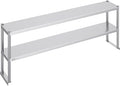 VEVOR Double Tier Stainless Steel Overshelf 12 x 72 Inch Double Deck Height Adjustable Prep Work Table for Kitchen Restaurant and Workshop