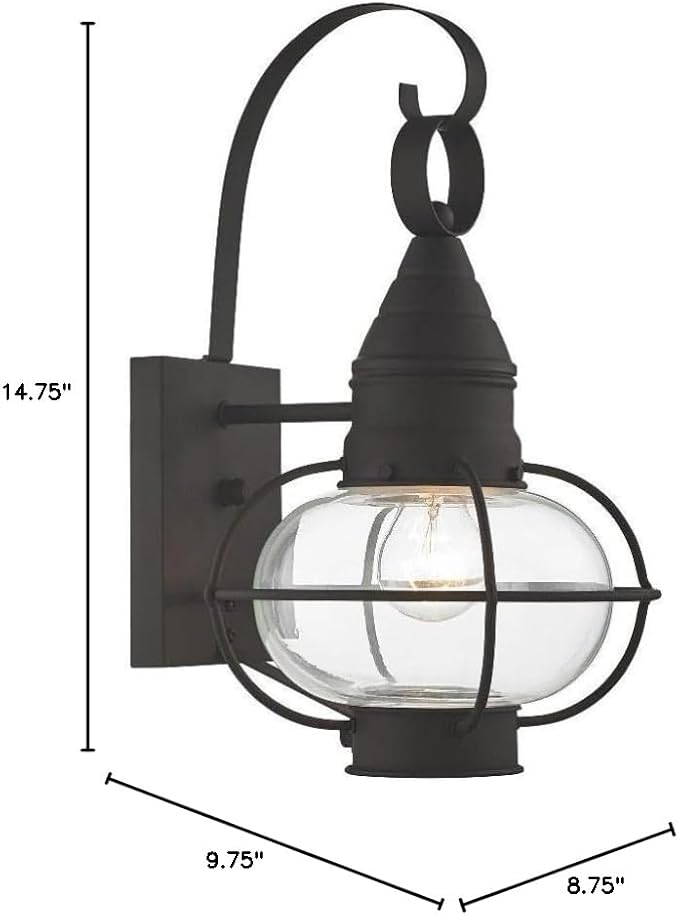 Livex Lighting 26901-04 Transitional One Light Outdoor Wall Lantern from Newburyport Collection in Black Finish 8.75 W x 14.75 H