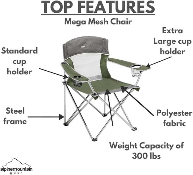 Mega Mesh Outdoor Chair for Camping/Hiking/Backpacking by Caddis Sports