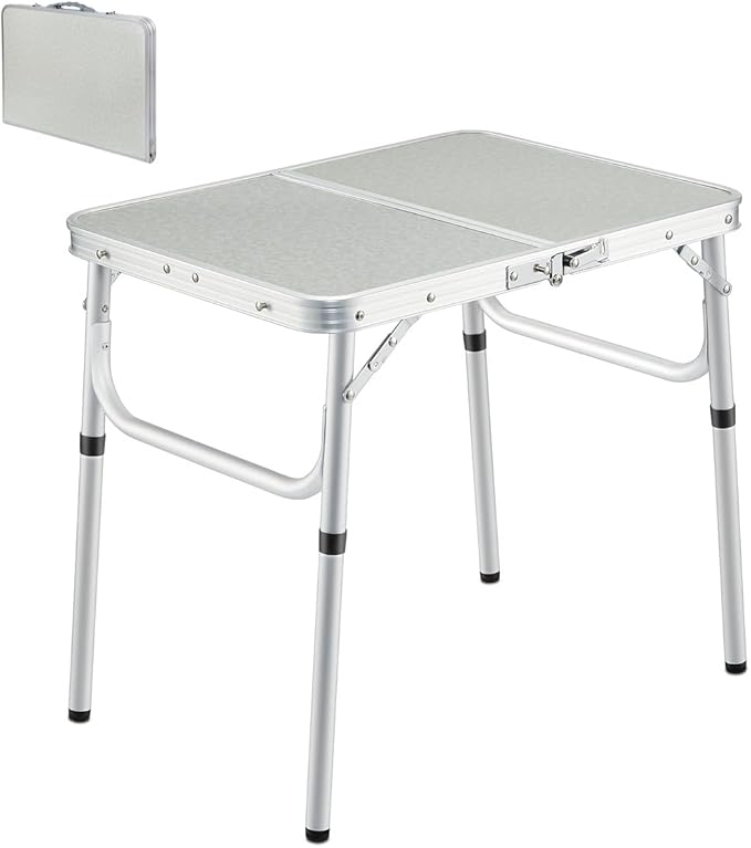 REDCAMP Small Folding Camping Table2ft Portable Aluminum Outdoor Small Foldable Table Adjustable Height Lightweight for Picnic Cooking Beach