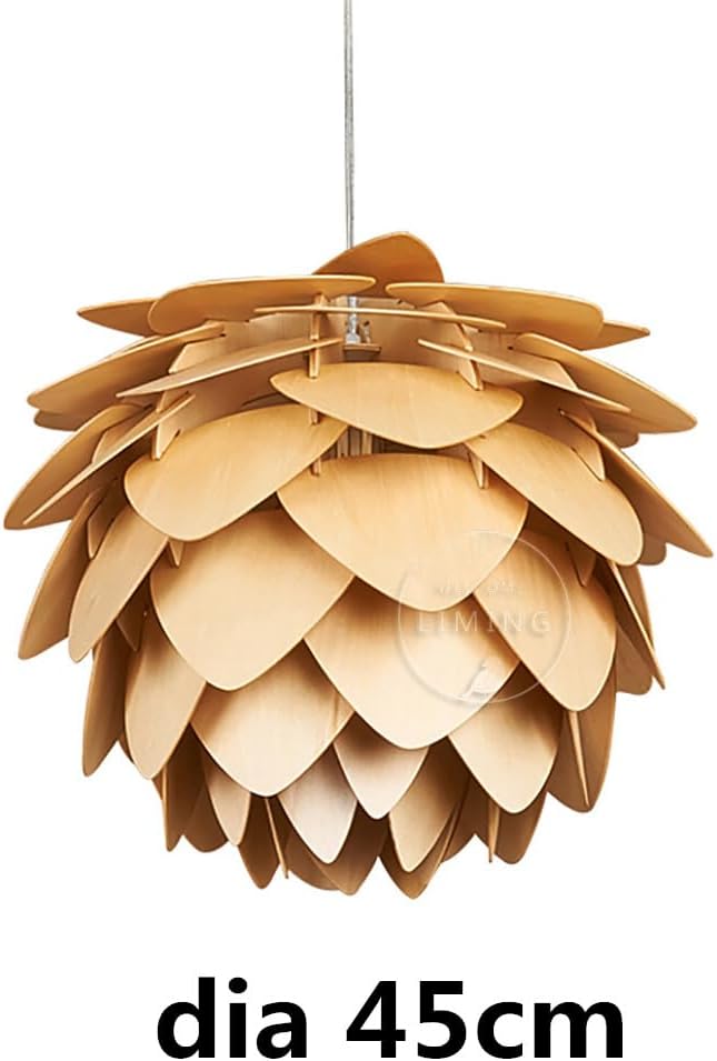 Modern Art Wooden Pinecone Pendant Lights Christmas Decorations Home Restaurant Hanging Wood Lamps Home Decorative Fixtures (18'')