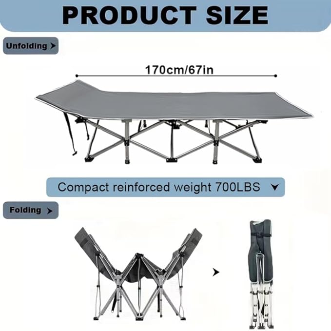 Camping bed with a load capacity of 560/660/760 lbs with a mattress and a storage bag. It is a foldable and easy-to-store guest bed A version without a mattress is also available (mattress-small)