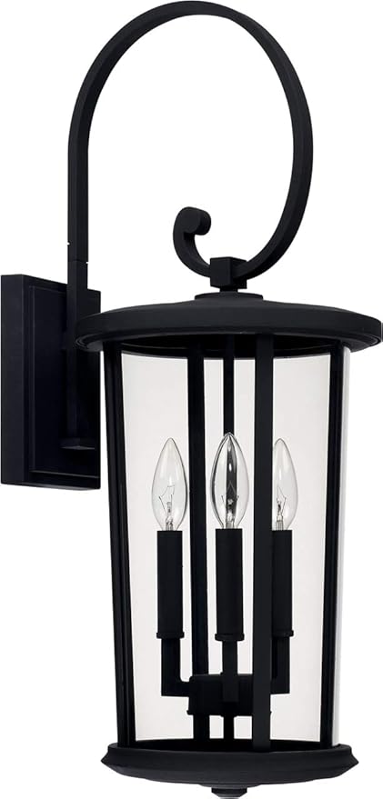 Capital Lighting 926731BK Howell Clear Glass Outdoor Wall Sconce 3-Light 180 Total Watts 26 H x 10 W Black