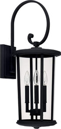 Capital Lighting 926731BK Howell Clear Glass Outdoor Wall Sconce 3-Light 180 Total Watts 26 H x 10 W Black