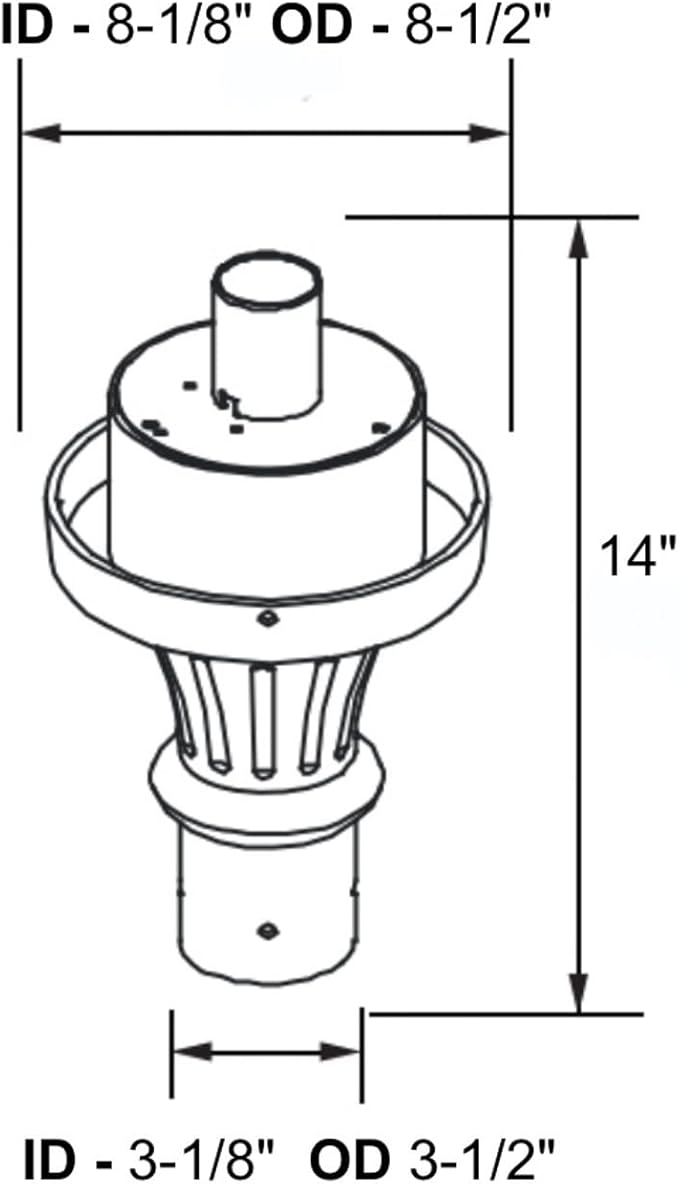 KASTLITE Premium Lamp Post Globe Combo Lighting Fixture | 16 Prismatic Lens with Black Aluminum Heavy Duty Fitter for 3 Diameter Posts (Post Not Included) | Comes with Adjustable LED Bulb