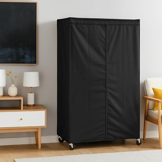 Formosa Covers Storage Shelving Unit Cover in Black Color (Multiple Sizes) (48 Wx24 Dx72 H)