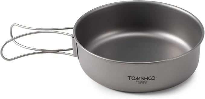 Titanium Bowls 3pcs Titanium Bowls Set Ultralight Titanium Dinner Bowl Pan with Foldable Handles for Outdoor Camping Hiking Picnic