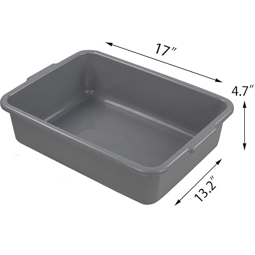 Farmoon 4 Packs 13 L Commercial Bus Tubs Restaurant Dish Tub Grey Plastic Wash Basins
