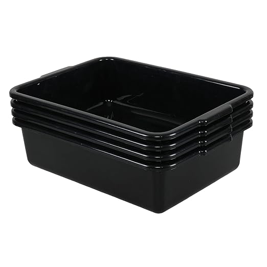 4-Pack 13 L Plastic Bus Tubs Commercial Bus Tote Bin for Restaurant Black
