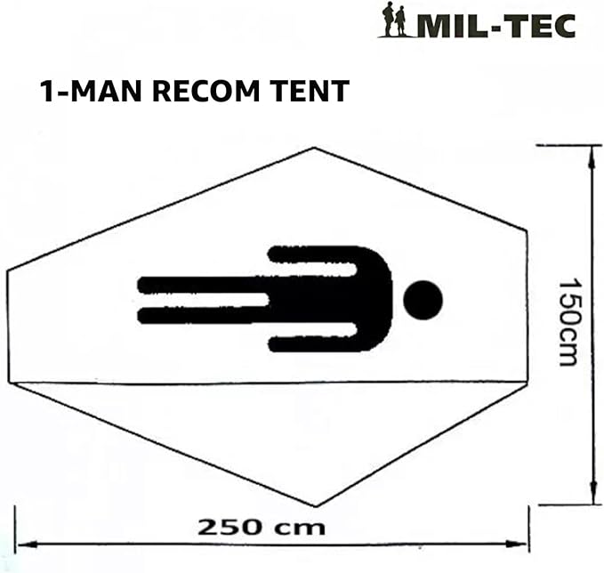 Mil-Tec Recom 1-Person Compact Lightweight Durable Weatherproof Wind &amp Storm-Resistant Easy-to-Install Tactical Outdoor Hiking Camping Tent with Zipper Entrance &amp Mosquito Net