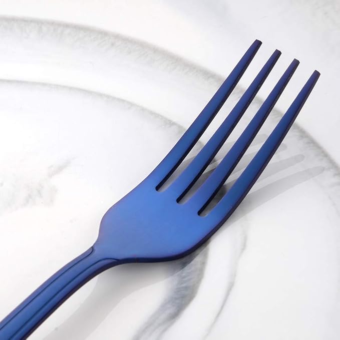 Buyer Star 20-Piece Blue Silverware Flatware Set Stainless Steel Travel Eating Utensil for Picnic Camping Service for 5 Dishwasher Safe