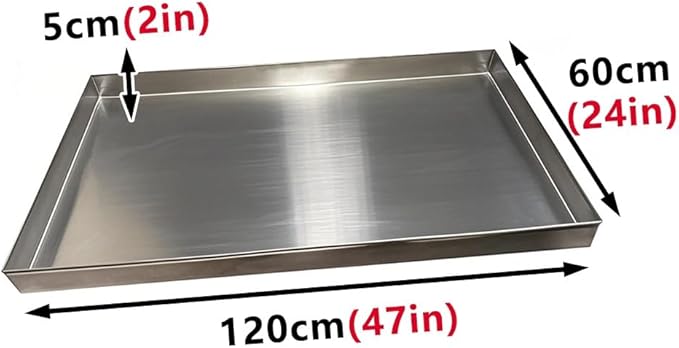 304 Stainless Steel Drip Pan for AC Units &amp Mini Fridges - Portable Condensate Water Catcher HVAC Drain Tray Multi-Purpose Home &amp Workshop Use (120x60cm/47x24in)