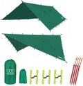 Gold Armour Rainfly Tarp Hammock Premium 14.7ft/12ft/10ft/8ft Rain Fly Cover Waterproof Ultralight Camping Shelter Canopy Survival Equipment Gear Camping Tent Accessories (Green 10ft x 10ft)