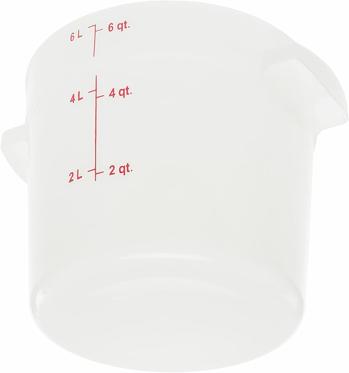 Carlisle FoodService Products Storplus Round Food Storage Container with Stackable Design for Catering Buffets Restaurants Polyethylene (Pe) 6 Quart White (Pack of 12)