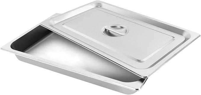 4 Pack Hotel Pan 2.5-Inch Deep Steam Table Pan with Lid 21.26 L x 12.6 W Hotel Pans Stainless Steel Pans Restaurant and Commercial Steam Tables