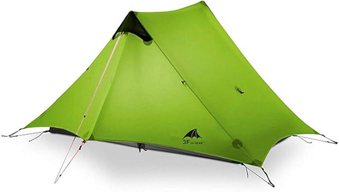 3F UL GEAR Lanshan 2 Person Tent Hiking Ultralight Camping Tent Professional 15D Silnylon Rodless Trekking Pole Tent Waterproof Backpacking Outdoor for Camping Bivvy