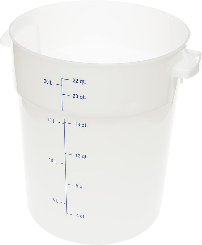 Carlisle FoodService Products Storplus Round Food Storage Container with Stackable Design for Catering Buffets Restaurants Polyethylene (Pe) 22 Quart White