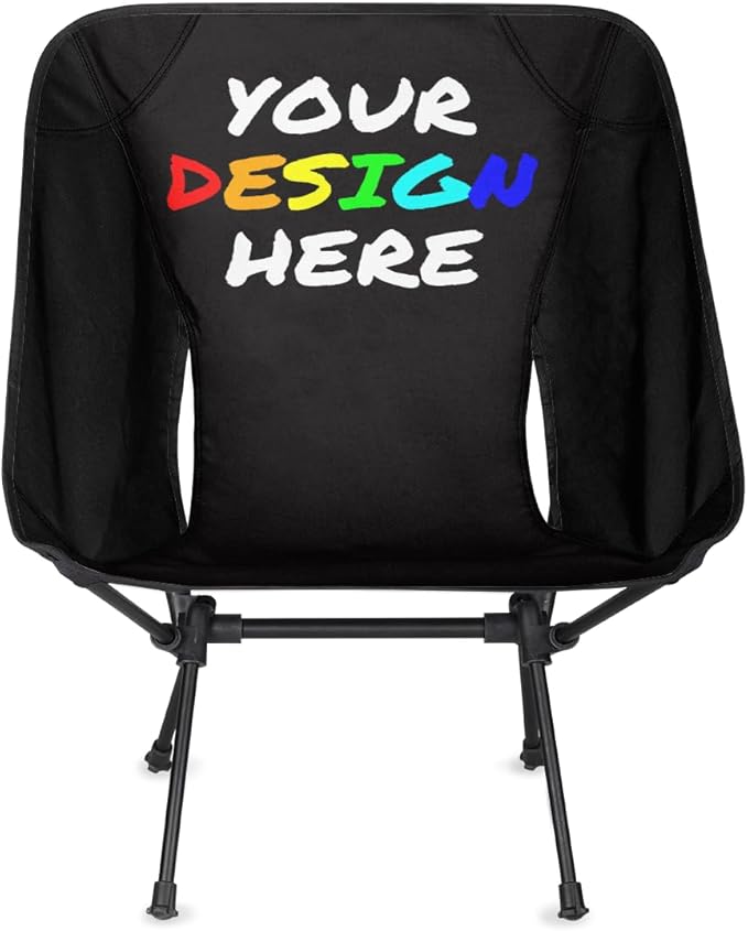 Custom Camping Chair with Photo &amp Text Personalized Outdoor Lightweight Foldable Backpacking Chair with Side Pockets for Patio Beach Fishing