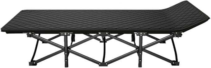 Folding Cot Lounge Chair with Removable Cushion Portable Heavy Duty Adjustable Pillow Reclining Compact Design for Outdoor Beach Camping Patio Garden