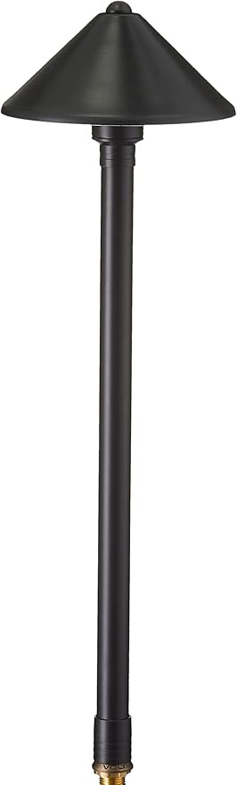 VOLT Conehead 12V Black Brass Path Light (7 Shade 25 Tall) for Low Voltage Landscape Lighting on Outdoor Pathway Walkway Garden Driveway or Patio
