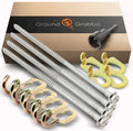 GroundGrabba Junior Stake Kit | Heavy Duty Screw-in Ground Anchors for Tents Outdoor Camping and Backpacking | 4 Stakes The Fang (4) Pigtail (4) 15mm Hex Driver (1)