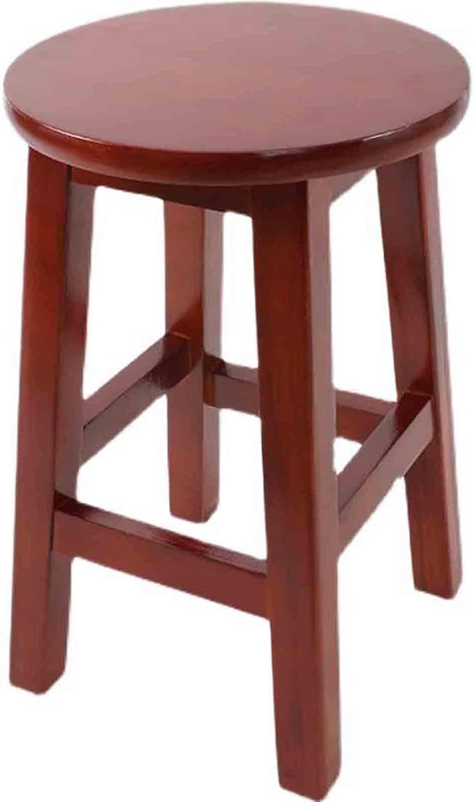 Solid Wood Small Stool Portable Round Stool for Bedroom Coffee Table Walnut Brown 30 * 45cm
