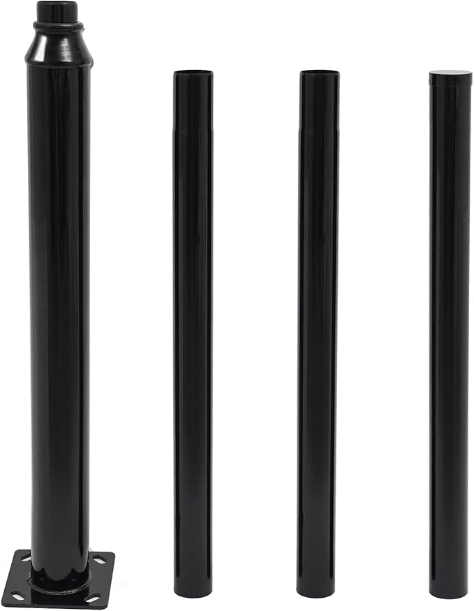 Street Light Pole Black Galvanized Solar Street Lamp Post Split Street Lamp Post Outdoor Street Courtyard Parking Lot Lighting Post with Mounting Rebar Cage (13 FT 114+76mm)