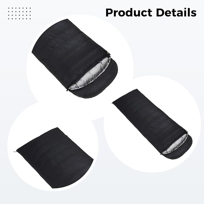 82.7 X 31.5 in Lightweight Down Sleeping Bag - Ideal for Cold-Weather Camping and Travel Naps