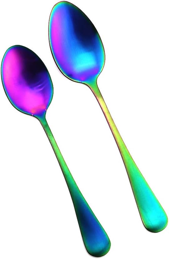Gugrida Matte Rainbow Portable Stainless Steel 20-Piece Silverware Set Cutlery Set Service for 4 Travel Utensils Set for Camping Office Colorful Knife Fork Spoon Set Dishwasher Safe
