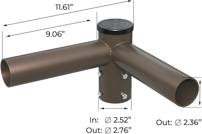 90 Degree Horizontal Tenon Adapter with 2 armsDouble 90 Degree Pole Top Tenon Adapterfor Slip Fitter LED Parking Lot Light Twin Spoke Mounting Bracket (Double 90 Degree Tenon Adapter)