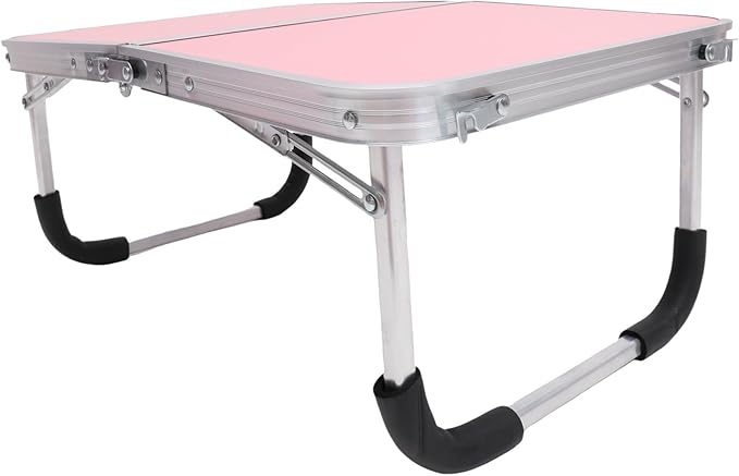 STOBAZA Aluminum Alloy Small Folding Table Portable Narrow Side Table for Dorm Reading Camping Desk Wide Surface for Laptop Books